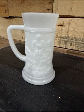 Westmoreland White Milk Glass Relief-Decorated Tankard Pitcher